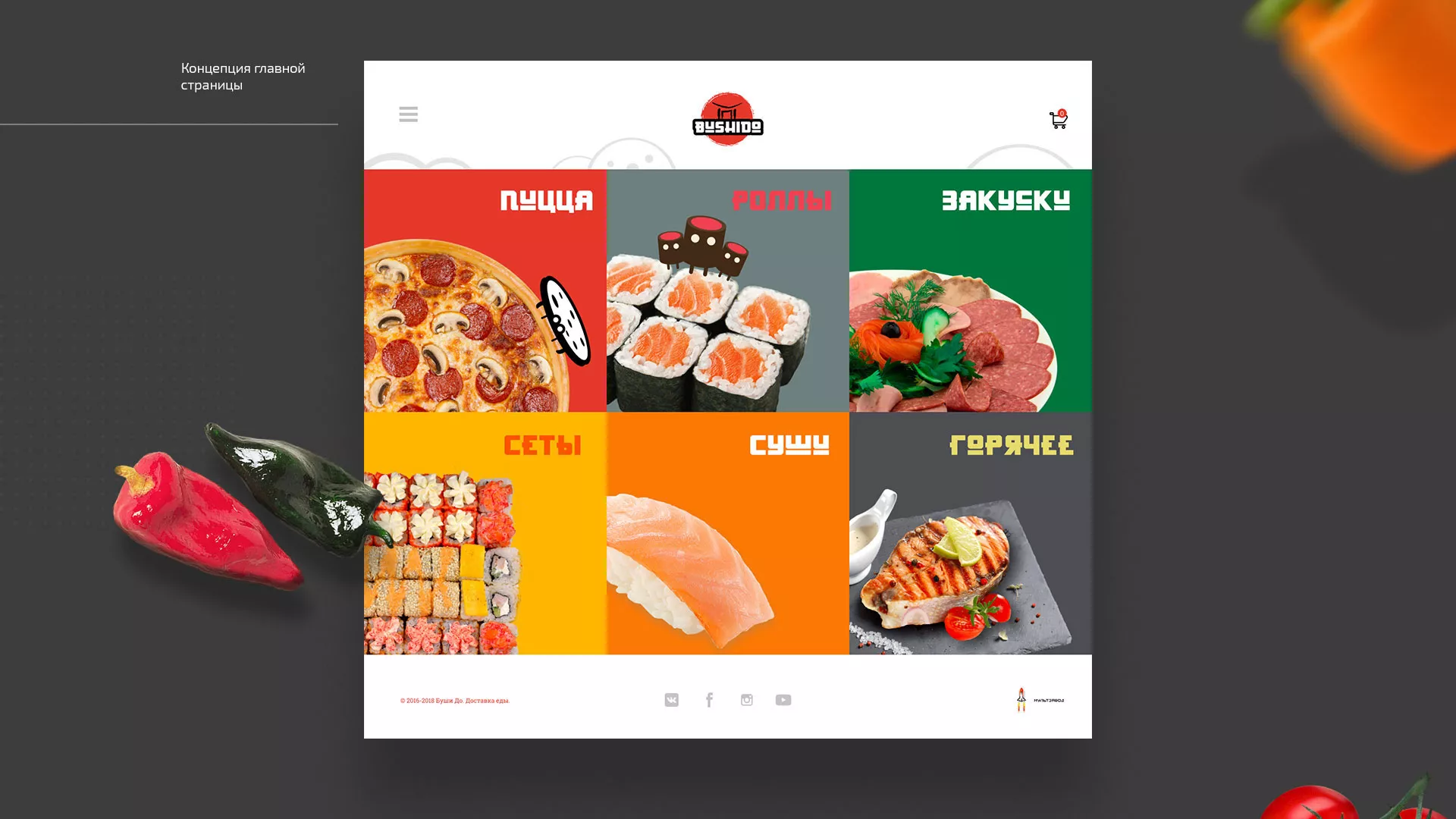 Разработка сайта для пиццерии «BUSHIDO» в Зеленоградске
