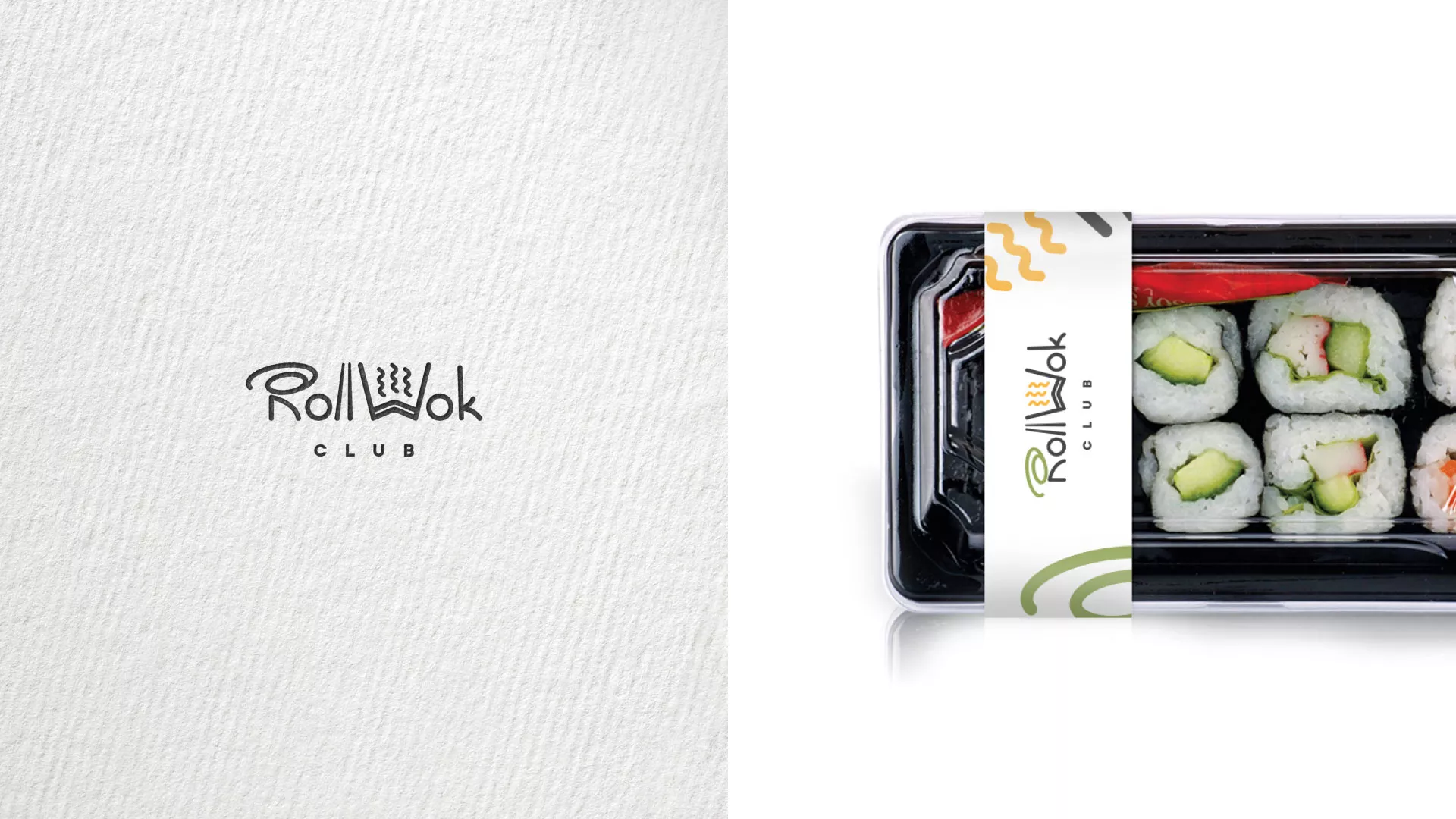 Разработка логотипа и фирменного стиля суши-бара «Roll Wok Club» в Зеленоградске